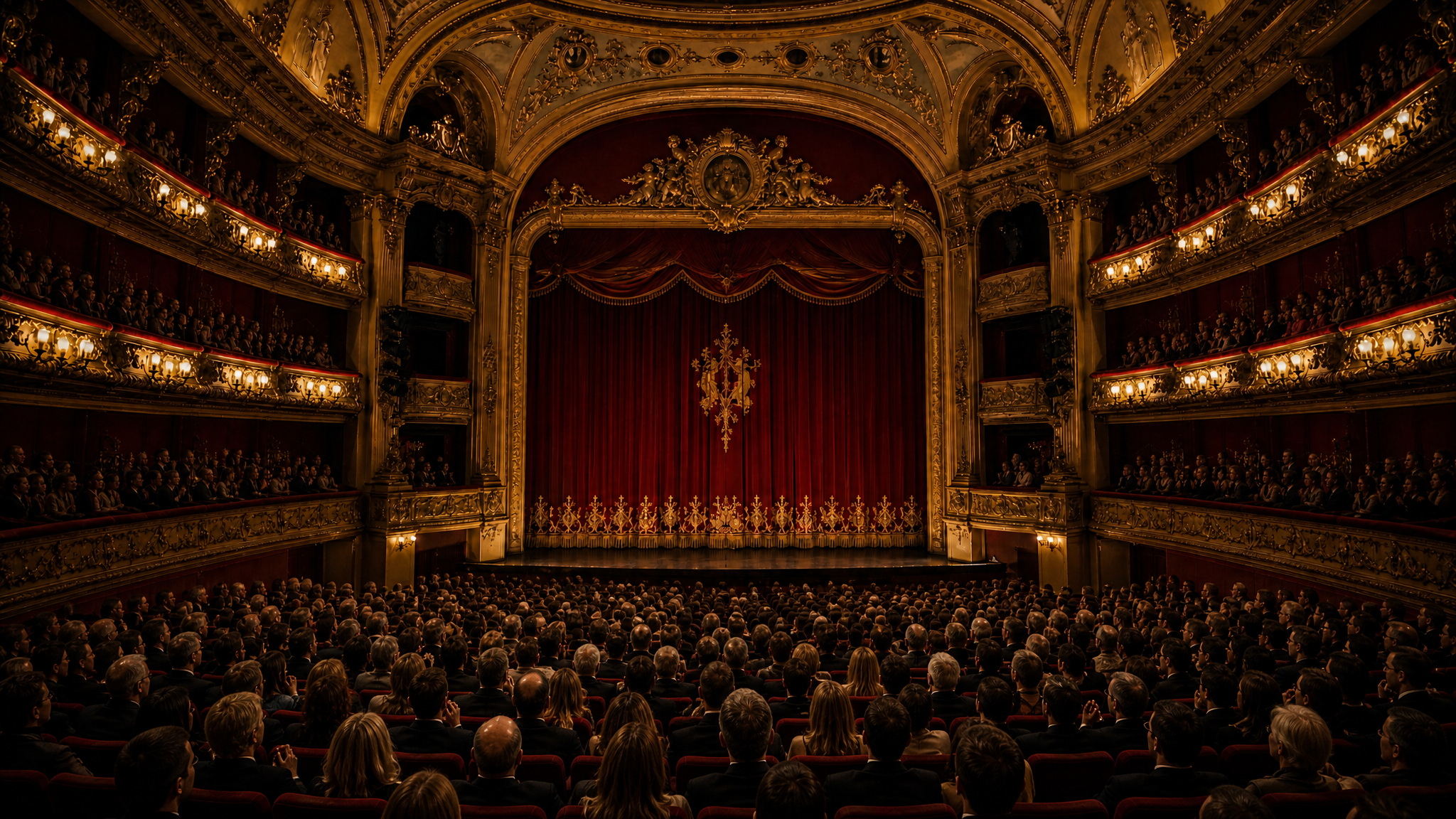 El mismo teatro clásico completamente lleno de público